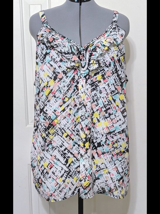 Avenue Tops - Flirty AVENUE 22/24 2X Neo-Modern Art Multicolor Lightweight Polyester Tank